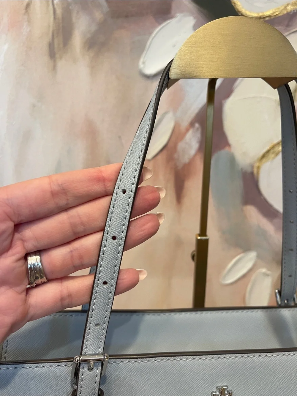 Tory Burch Pale Blue Emerson Saffiano Leather Tote